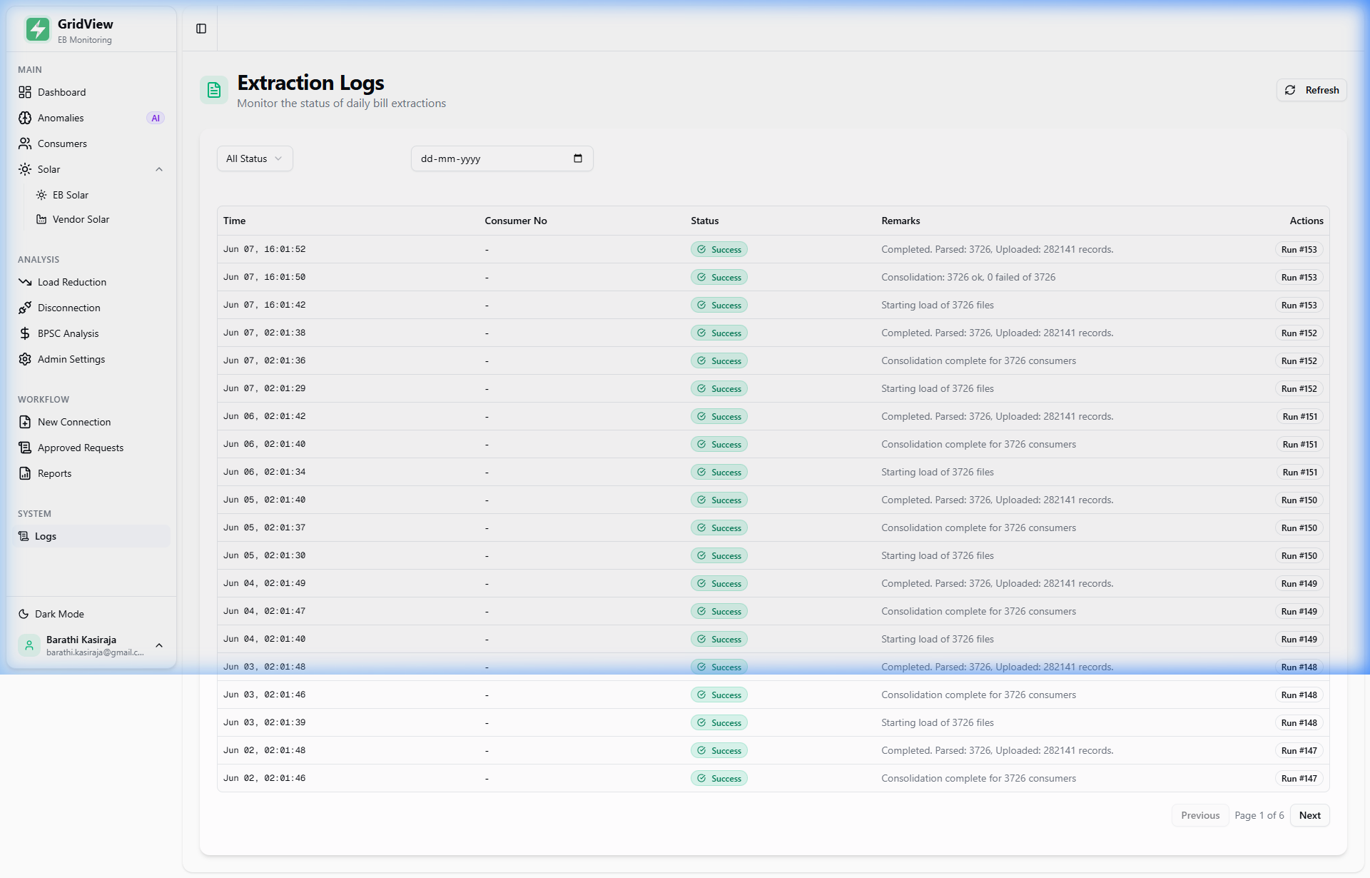 Extraction Logs